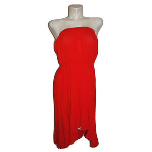 COCO BIANCO Dress Size M Orange Swimwear Strapless Asymmetrical Bandeau Cover Up